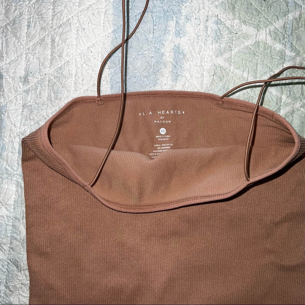 Coffee cake brown spaghetti strap Bodysuit